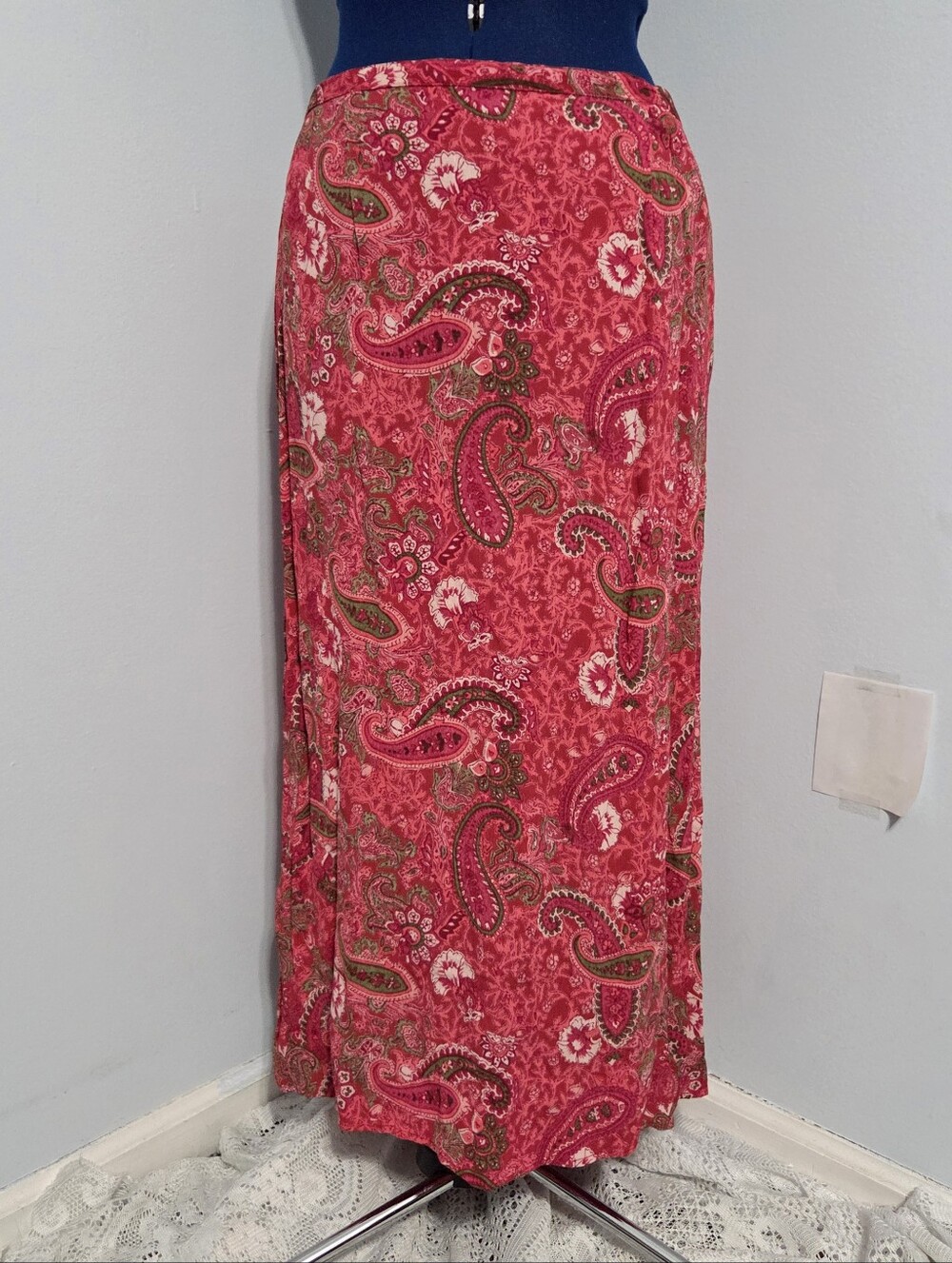 Y2K Pink Paisley Maxi Skirt Size M